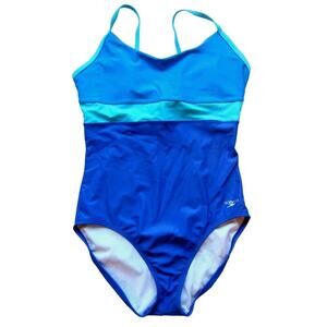 Women’s 6 NWT Speedo Blue One Piece Swimsuit Atlantic Blue Crossback